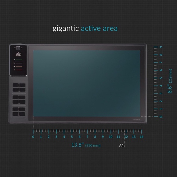 Huion WH1409 V2 Wireless Graphics Drawing Tablet Battery Frees Pen Tilt Support - Picture 12 of 16